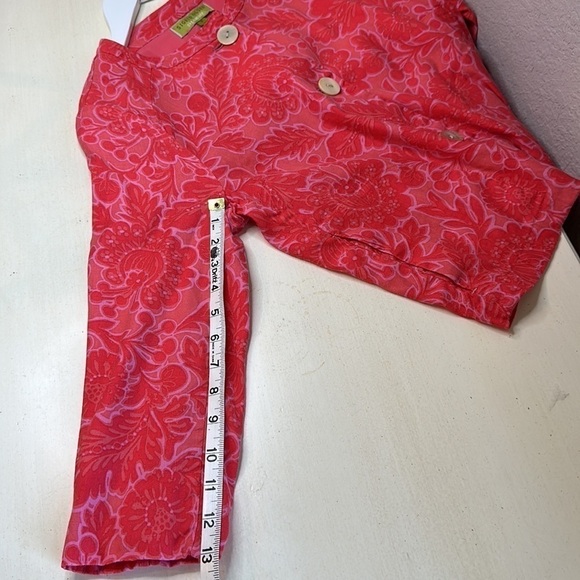 Sigrid Olsen Pink Floral Linen Blend Jacket Size Medium - Picture 10 of 10
